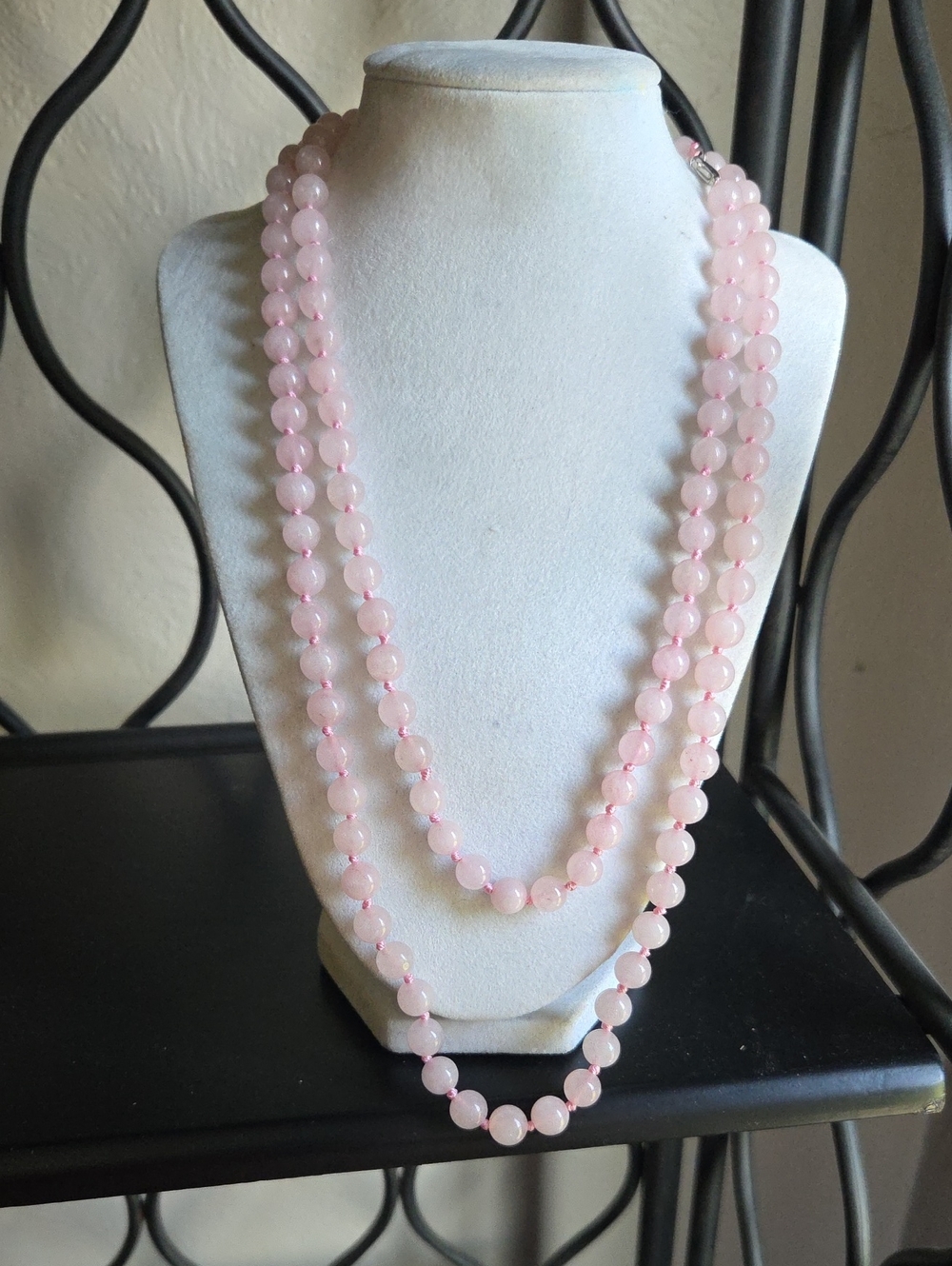 Endless Strand Pink Rose Quartz Bead Necklace -